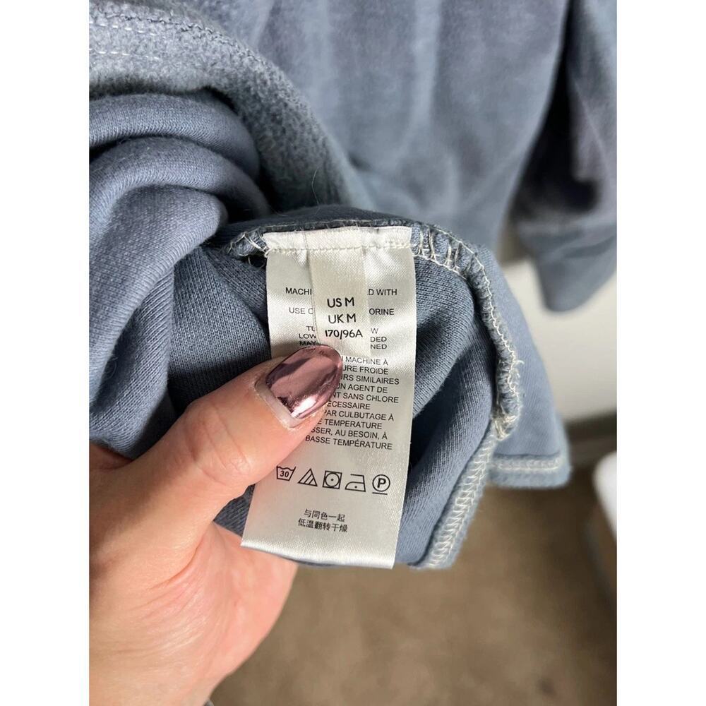 Free People Slate Blue Fleece Button-Up Shacket Size Medium Oversized Cozy Women - Picture 5 of 12